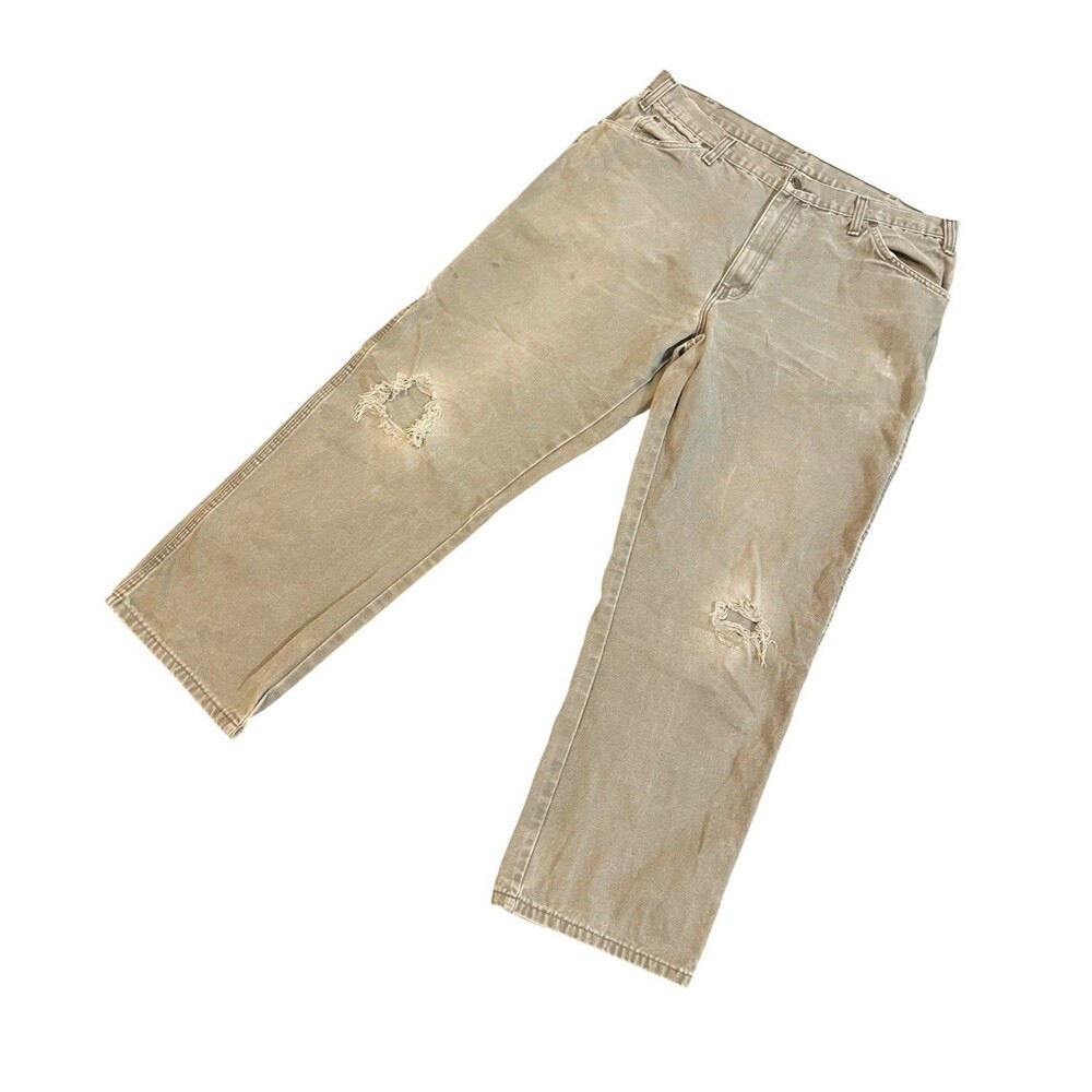 Vintage Dickies Moss Green Distressed Carpenter Pants Size 38x30 Skater Grunge